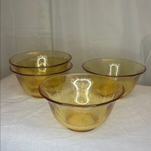 Ca’ Manin Murano Hand-Blown Amber Glass Bowls – Set of 4 (Italy)